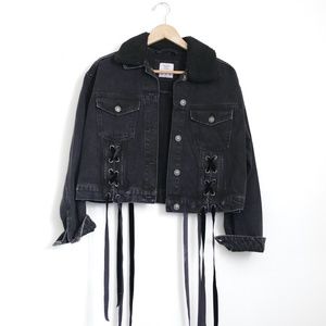 Bershka Cropped Black Denim Jacket